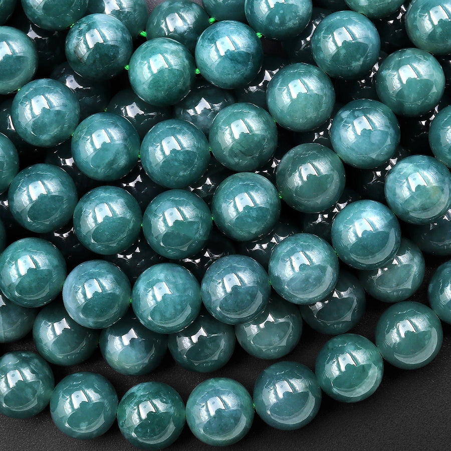 Rare AAA Natural Guatemalan Blue Green Jade 6mm 8mm 10mm Round Beads 15.5" Strand