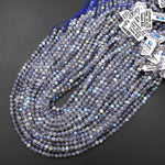 AAA Micro Faceted Natural Labradorite 5mm Round Beads 15.5" Strand