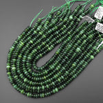 AAA Translucent Genuine Natural Green Russian Siberian Jade Smooth 8mm 10mm Rondelle Beads 15.5" Strand