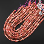 Natural Pink Red Rhodochrosite Smooth 6mm 8mm 10mm 12mm Rondelle Beads 15.5" Strand