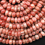 Natural Pink Red Rhodochrosite Smooth 6mm 8mm 10mm 12mm Rondelle Beads 15.5" Strand