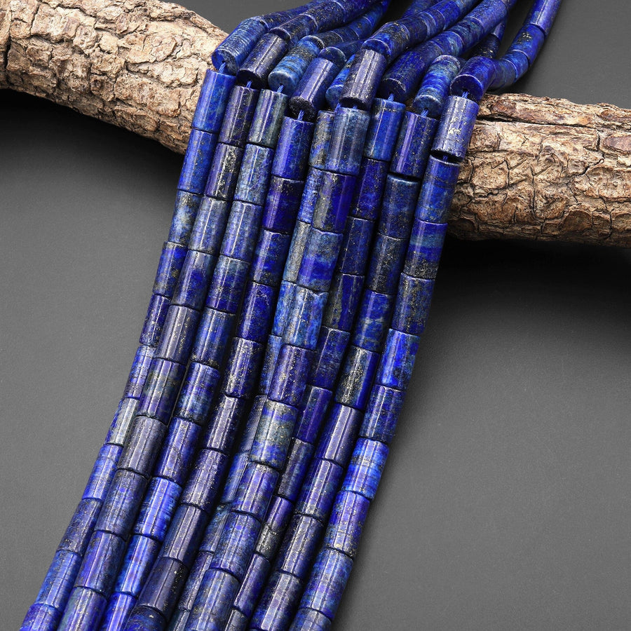 Blue Lapis Smooth 8x14mm Tube Beads 15.5" Strand