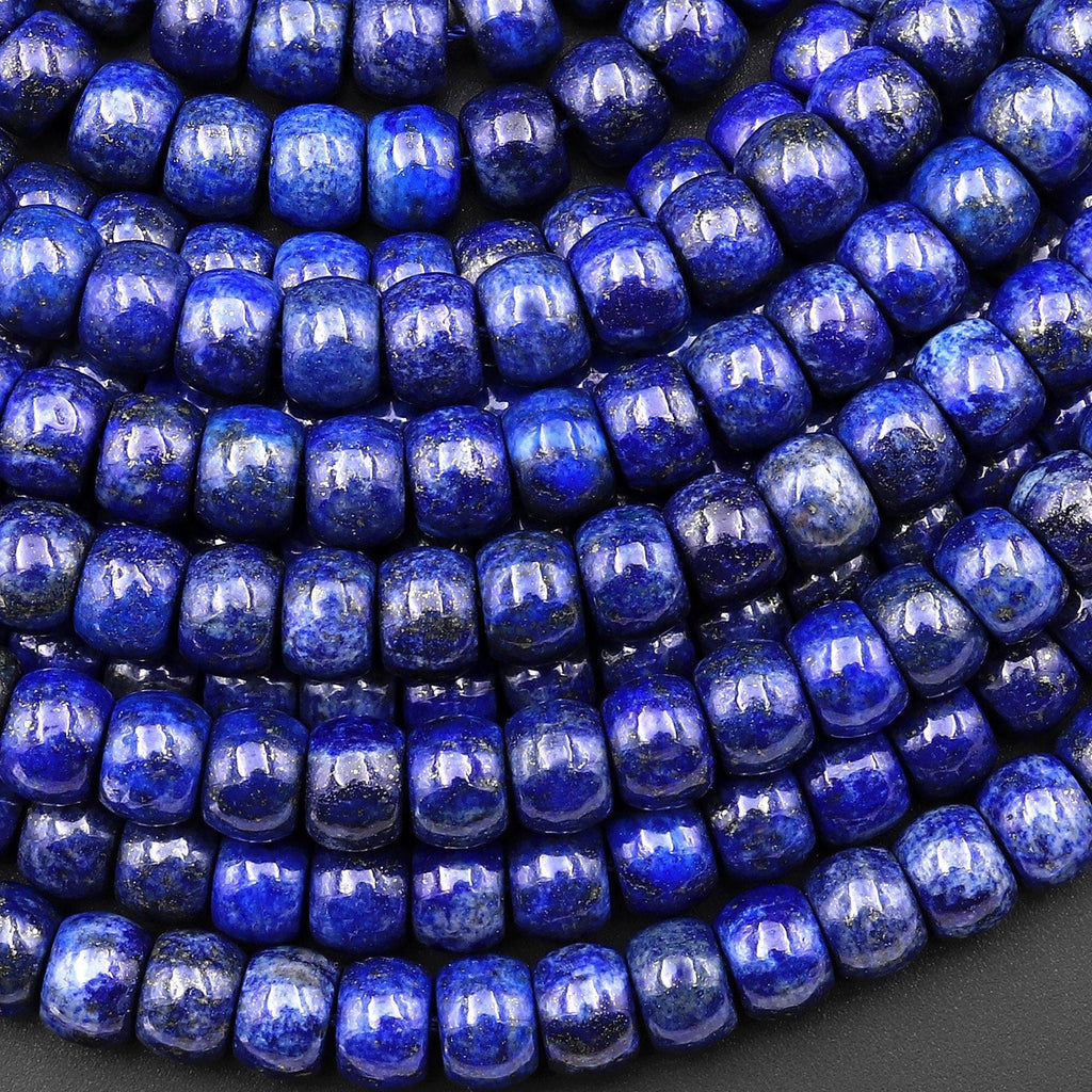 Blue Lapis Smooth 8mm Rondelle Wheel Beads 15.5" Strand