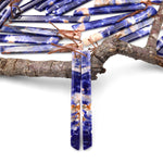 Rare Natural Orange Sodalite Long Linear Beveled Rectangle Earring Pair Matched Gemstone Beads