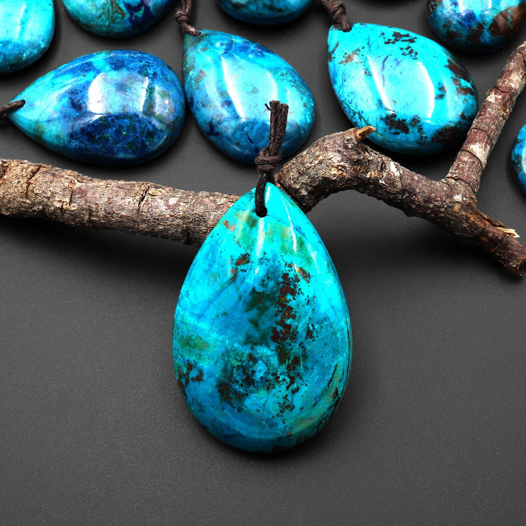 AAA Rare Natural Blue Azurite Chrysocolla Teardrop Pendant From the Old Arizona Copper Mine A1