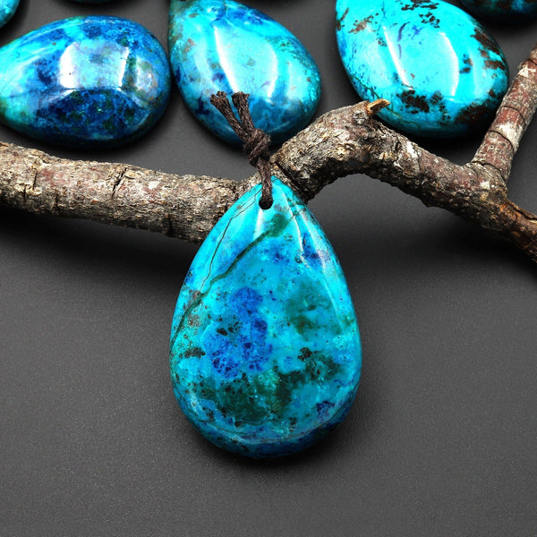 AAA Rare Natural Blue Azurite Chrysocolla Teardrop Pendant From the Old Arizona Copper Mine