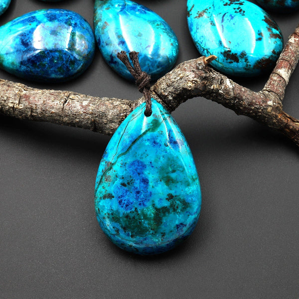 AAA Rare Natural Blue Azurite Chrysocolla Teardrop Pendant From the Old Arizona Copper Mine A2