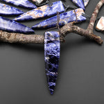 Natural Blue Sodalite Pendant Side Drilled Long Triangle Dagger Gemstone