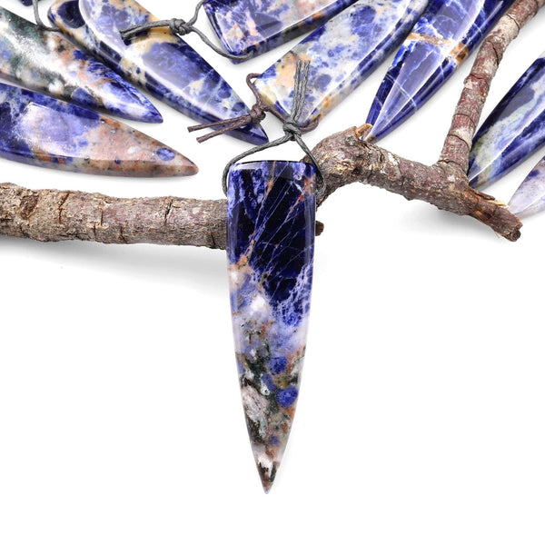 Natural Orange Sodalite Pendant Long Triangle Dagger Side Drilled Focal Bead A5