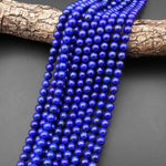 AAA+ Natural Blue Lapis 4mm 6mm 8mm 10mm 12mm Round Beads 15.5" Strand