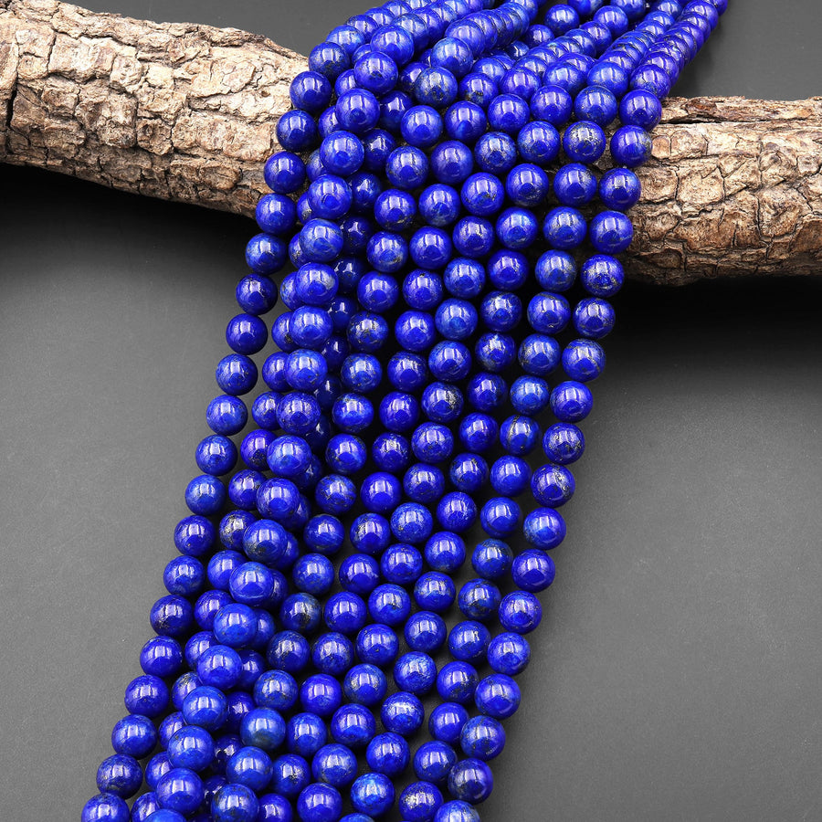 AAA+ Natural Blue Lapis 4mm 6mm 8mm 10mm 12mm Round Beads 15.5" Strand