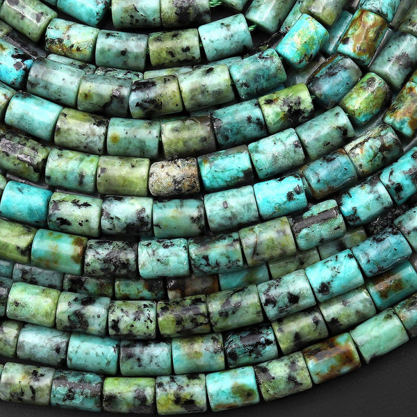 Natural African Turquoise Tube 8x5mm Beads 15.5" Strand