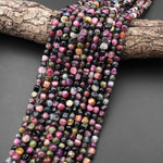 Natural Multicolor Pink Green Blue Tourmaline Freeform 6mm Pebble Nugget Beads Gemstone 15.5" Strand