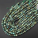 Faceted Natural African Turquoise 8mm Round Beads 14.5" Strand