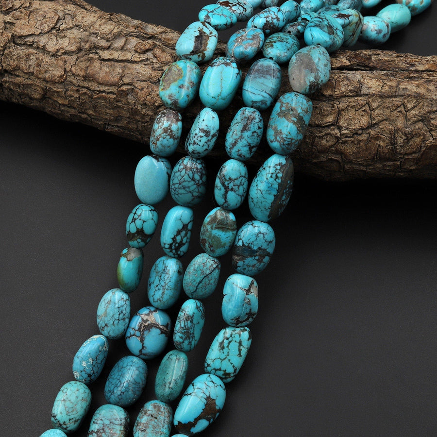 Genuine Natural Blue Turquoise Nugget Beads 12mm 14mm 15.5" Strand