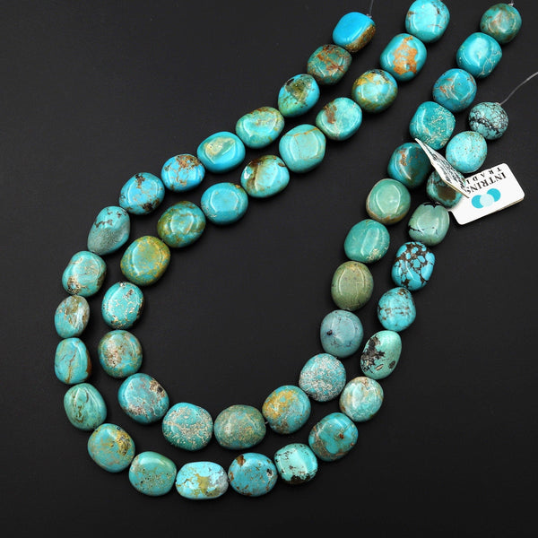 Genuine Natural Blue Green Turquoise Nugget Beads 14mm 16mm 15.5" Strand