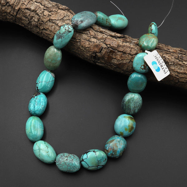 Genuine Natural Lake Blue Turquoise Nugget Beads 16mm 28mm 15.5" Strand B0598