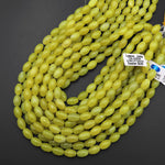 Natural Lemon Jade Drum Barrel Beads 12x8mm 15.5" Strand