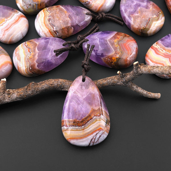 Natural Rainbow Amethyst Freeform Teardrop Pendant A3