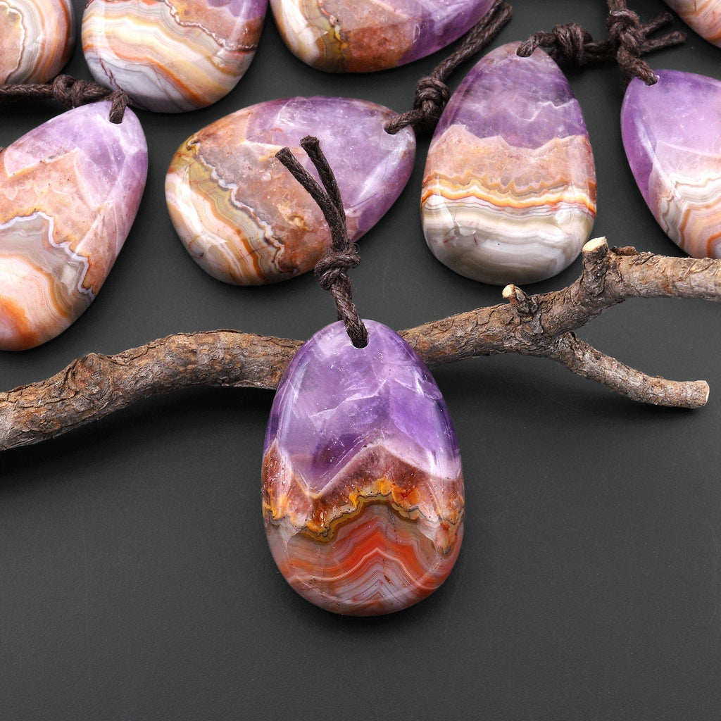 Natural Rainbow Amethyst Freeform Teardrop Pendant A5