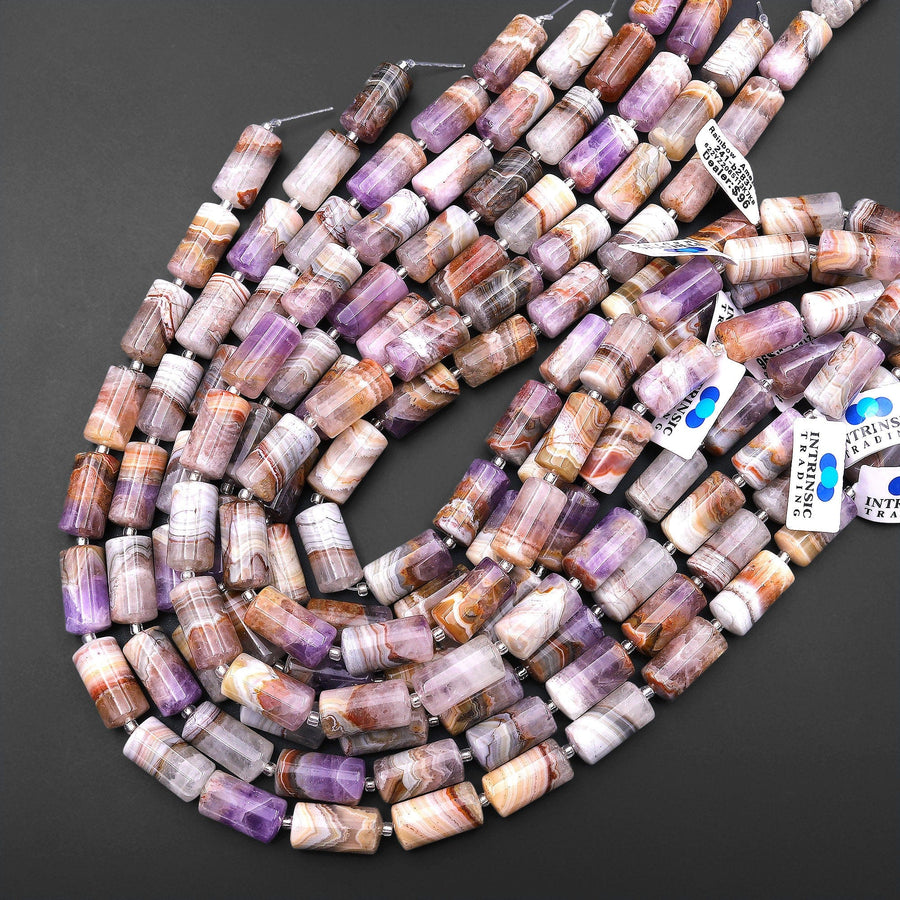 Rare Natural Rainbow Amethyst Tube Beads 20mm 15.5" Strand