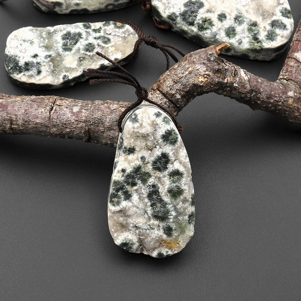 Natural Ocean Jasper Pendant Freeform Teardrop Oval Shape Gemstone PDT0209