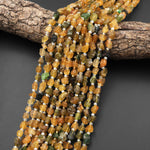 Rough Raw Natural Golden Yellow Green Tourmaline Beads Freeform Nuggets 15.5" Strand