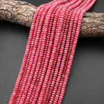 AAA Faceted Natural Pink Red Thulite 5mm 6mm Thin Rondelle Beads Diamond Cut Gemstone From Norway 15.5" Strand