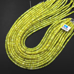 Natural Lemon Jade Beads 4mm Smooth Rondelle Gemstone 15.5" Strand