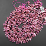 Natural Pink Tourmaline Freeform Petal Beads Top Side Drilled Gemstone 15.5" Strand