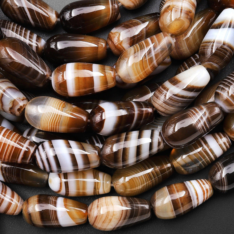 Natural Tibetan Caramel Brown Agate Beads Highly Polished Smooth Teardrop Vertically Drilled 15.5" Strand