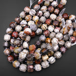 Large Faceted Natural Laguna Lace Agate 20mm Cube Nugget Beads 15.5" Strand