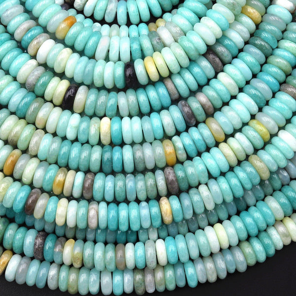 Natural Blue Amazonite 6mm Smooth Thin Rondelle Beads 15.5" Strand