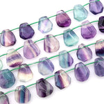 Natural Green Purple Fluorite Faceted Teardrop Beads 15.5" Strand