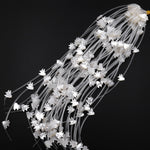 AAA Iridescent Carved Natural White Mother of Pearl Shell Flying Bird Beads 8" Strand