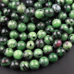 Natural Ruby Zoisite 4mm 6mm 8mm 10mm 12mm Round Beads 15.5" Strand