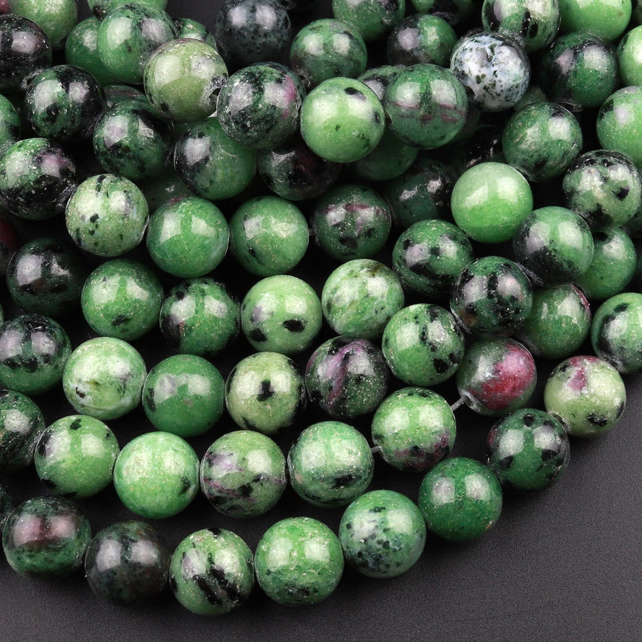 Natural Ruby Zoisite 4mm 6mm 8mm 10mm 12mm Round Beads 15.5" Strand