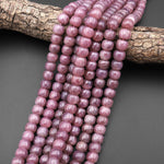 AAA Rare Natural Madagascar Rose Quartz Intense Mauve Pink Smooth Wheel Rondelle 12mm Beads 15.5" Strand