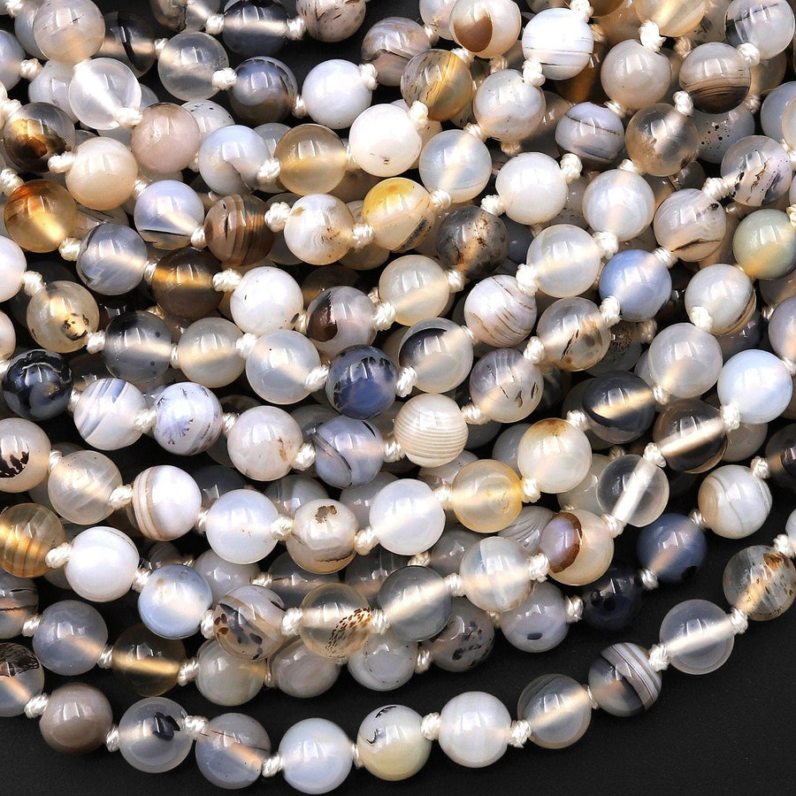 AAA Natural Montana Agate 6mm Smooth Round Beads Amazing Dendritic Pattern 15.5" Strand