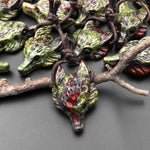 Natural Dragon Blood Jasper Gemstone Wolf Head Side Drilled Crystal Pendant Bead