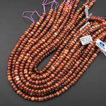 Rare AAA Natural Brown Rhodochrosite Smooth 6mm 8mm 10mm 12mm Rondelle Beads 15.5" Strand