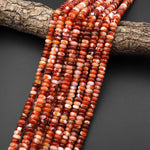 Natural Red Agate 8mm Rondelle Beads Amazing Veins Bands Bands 15.5" Strand