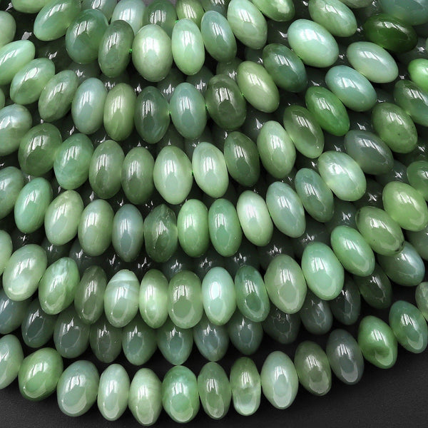 AAA Genuine Natural Russian Cat's Eye Jade Smooth 6mm 8mm 10mm Rondelle Beads 15.5" Strand