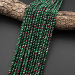 Faceted "Ruby Zoisite" Jade 4mm Rondelle Beads 15" Strand