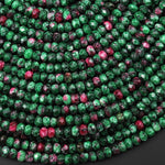 Faceted "Ruby Zoisite" Jade 4mm Rondelle Beads 15" Strand