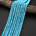 Turquoise Howlite Faceted 8mm Rondelle Stunning Sleeping Beauty Blue Color 15.5" Strand