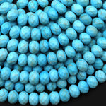 Turquoise Howlite Faceted 8mm Rondelle Stunning Sleeping Beauty Blue Color 15.5" Strand