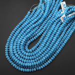 Matte Blue Aqua Stone "Aquamarine" Smooth Rondelle Beads 6mm 8mm 10mm 15.5" Strand