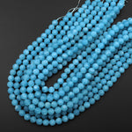 Matte Blue Aqua Stone "Aquamarine" Smooth Round Beads 4mm 6mm 8mm 10mm 12mm 15.5" Strand