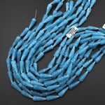 Matte Blue Aqua Stone "Aquamarine" Smooth Long Teardrop Beads Vertically Drilled Good for Earrings 24mm 30mm 15.5" Strand